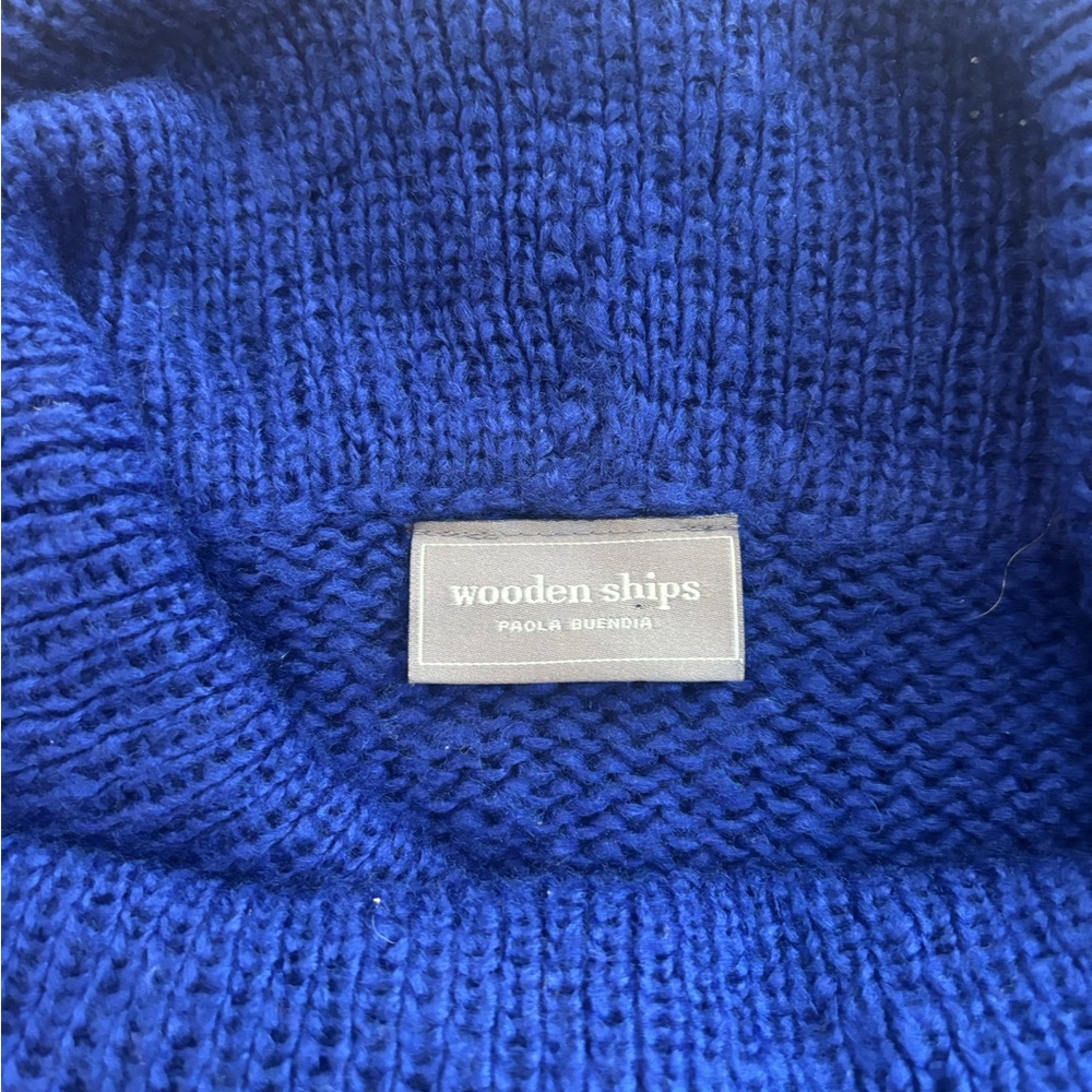 Wooden Ships Blue and White Snow Turtleneck Sweater - Picture 4 of 4